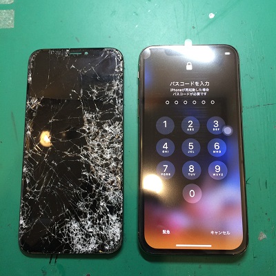 iPhoneX画面修理後